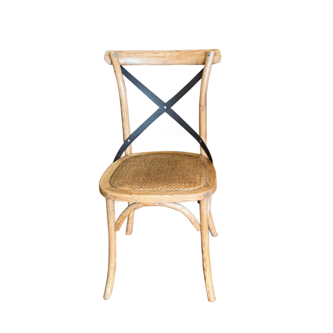 American Aged Oak Extension Round Dining Table 106 - 135cm + 4 Cross Back Chairs Set image 5